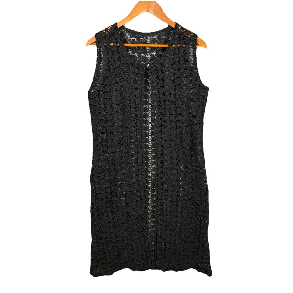Women’s Long Line Cardigan Crochet Open Knit Lace Witchy Whimsigoth Fairy Grunge